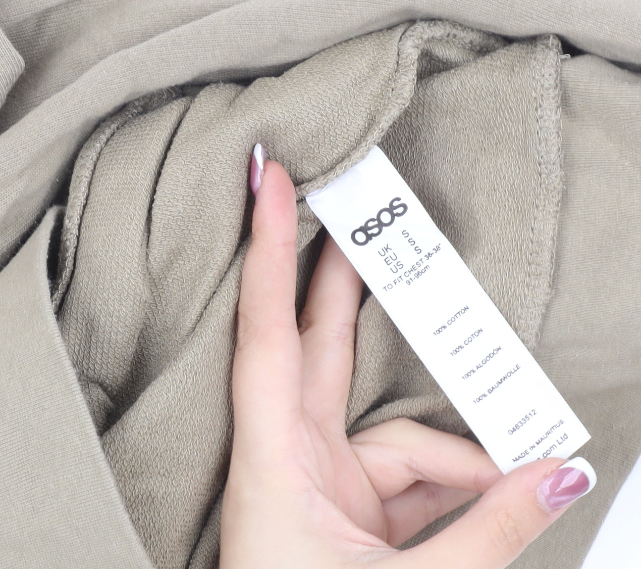 Mens UK Size S ASOS Beige Pullover Hoodie