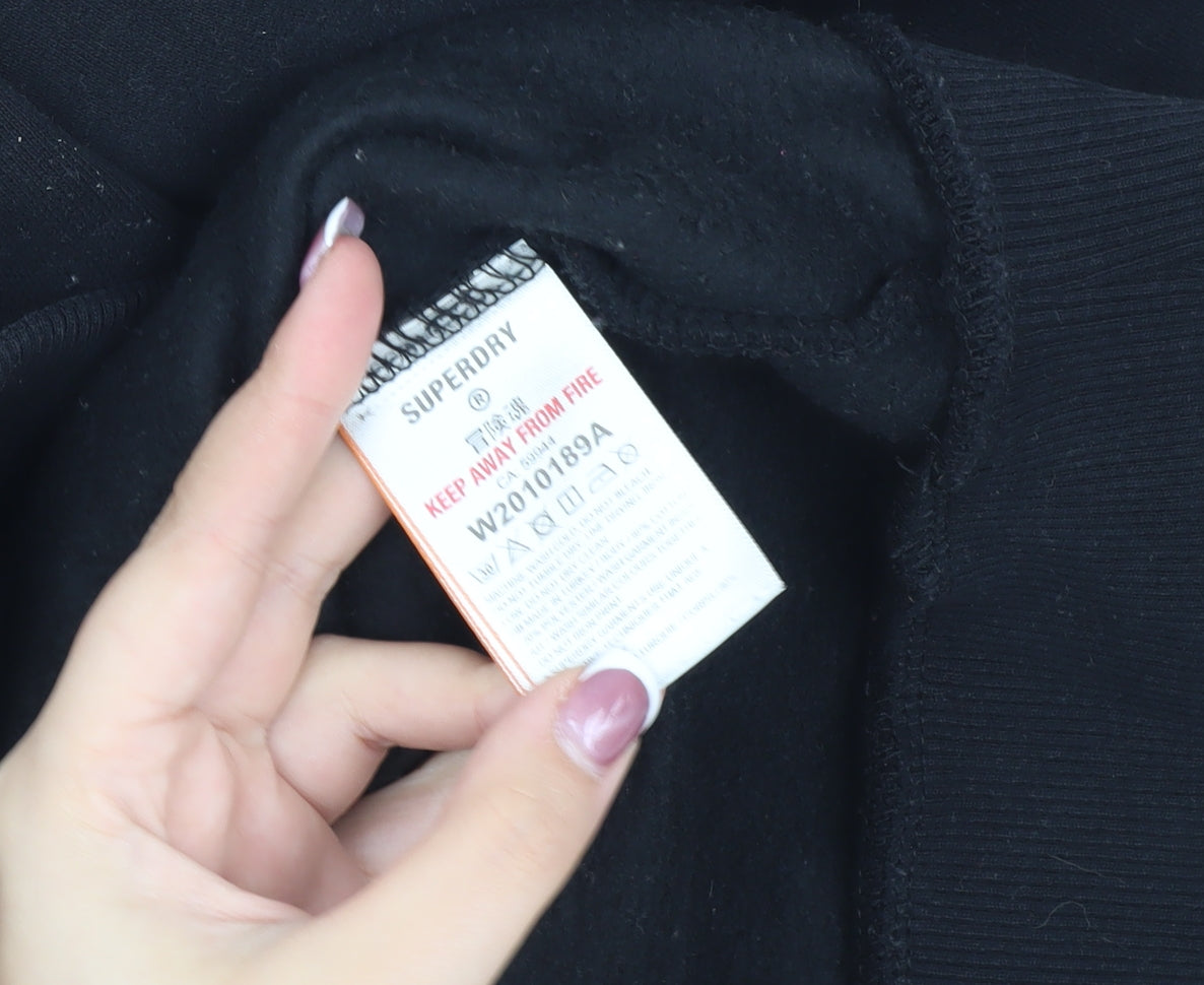 Superdry Women's Black Hoodie - UK 10, Vintage Style