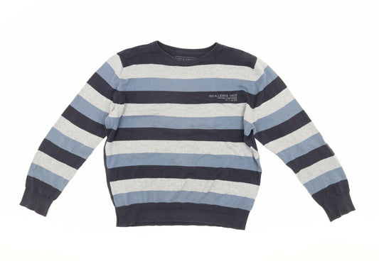 Rica Lewis Men's Blue Striped Pullover Jumper L