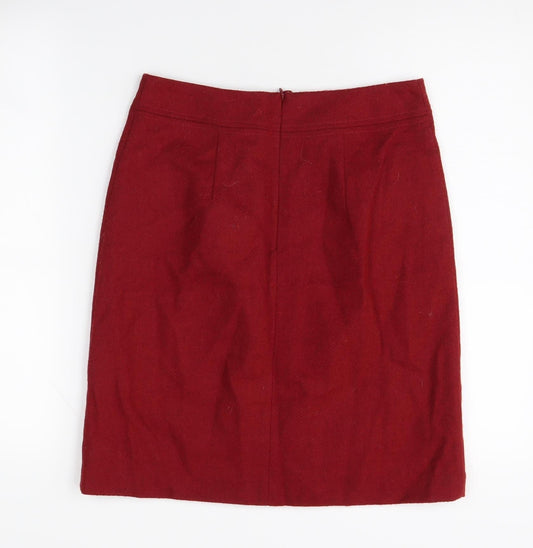 Laura Ashley Women's Red Wool Pencil Skirt, Size 8