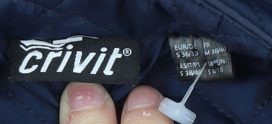 Brand and care label for Crivit Women's Blue Quilted Jacket -, size S