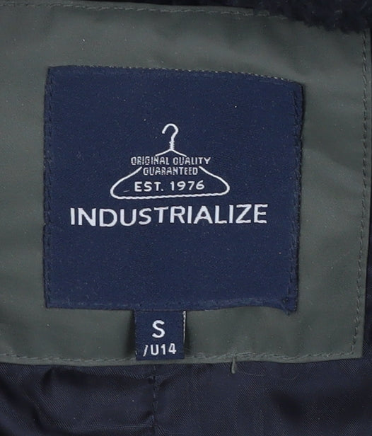 Mens UK Size S Industrialize Green Parka Coat