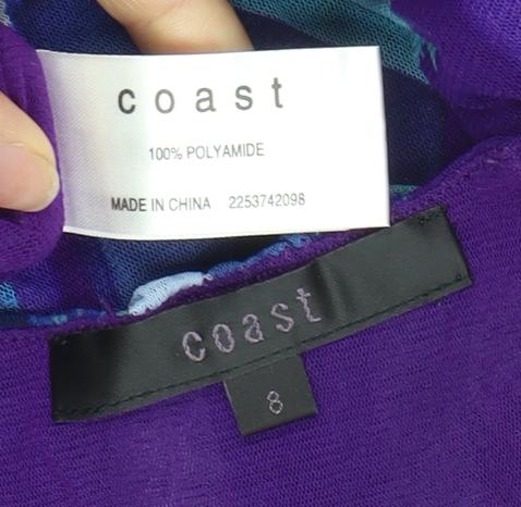 Close-up detail of Coast Multicoloured Tunic Blouse, size 12, V-Neck