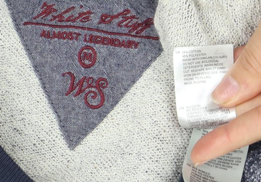 Mens UK Size M No Data Grey Henley Sweatshirt