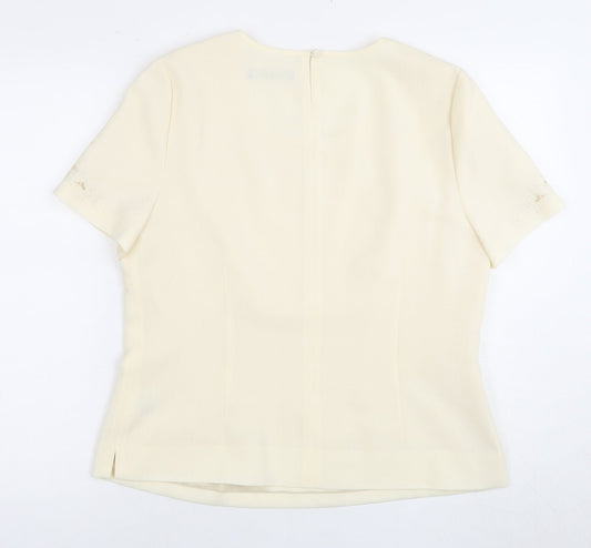 Jacques Vert Ivory Blouse - Women's 14, Formal Embroidered