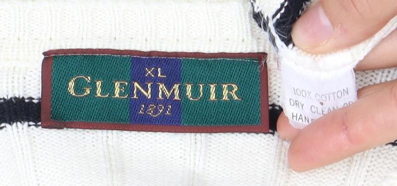 Glenmuir Men's Ivory Striped XL Pullover Jumper