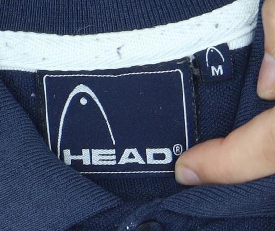 HEAD Men's Blue Striped Polo Shirt M Collared