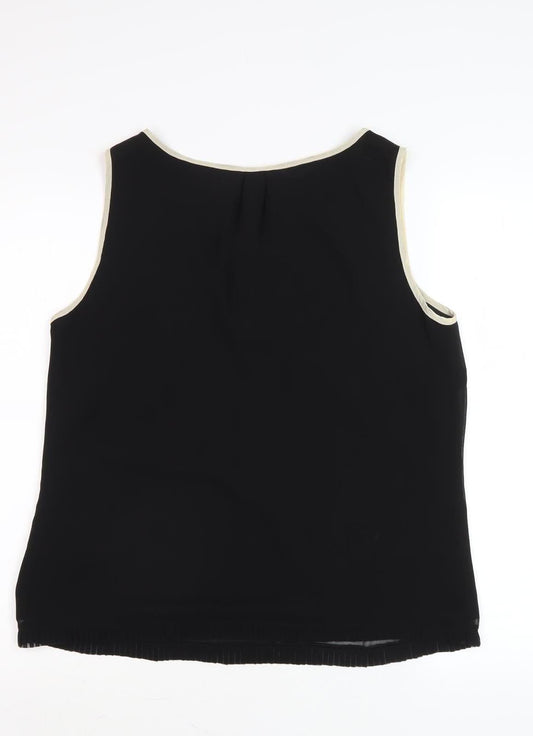 Jasper Conran Women's Black Beige Scoop Neck Tank Top Size 12