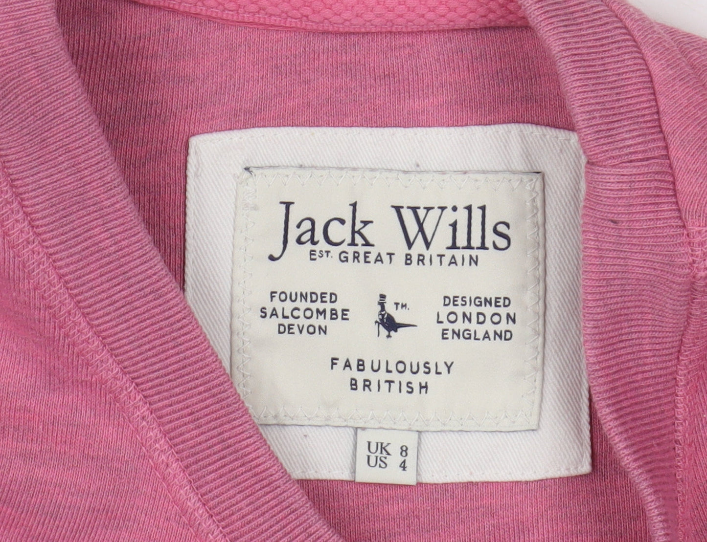 Womens UK Size 8 Jack Wills Pink Pullover Sweatshirt