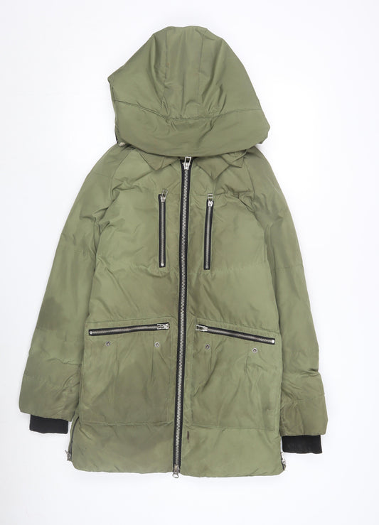 Womens UK Size 8 Warehouse Green Puffer Jacket