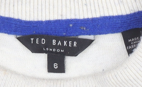 Ted Baker Ivory Striped Crew Neck Men's Pullover Jumper