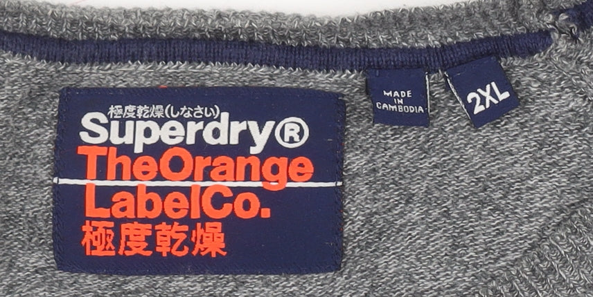 Superdry Men's Grey 2XL Crew Neck Cotton Jumper