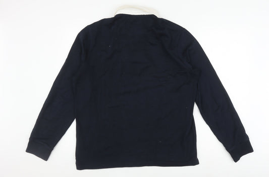 Marks and Spencer Men's Black Long Sleeve Polo - M