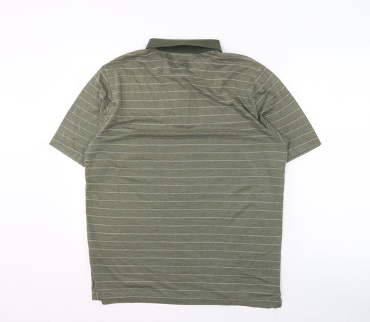 Glacier Men’s Green Striped Polo Shirt - Size L