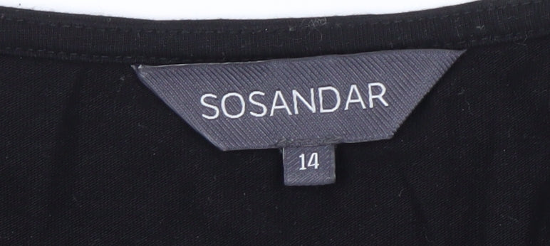 Womens UK Size 14 Sosandar Black Basic Blouse