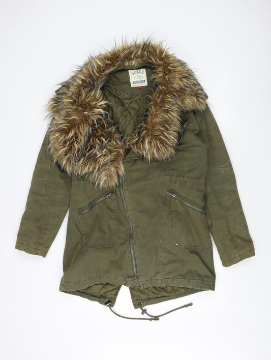 Womens UK Size 12 SoulCal & Co Green Parka Coat