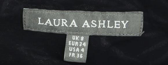 Laura Ashley Women's Black Floral Blouse Size 8