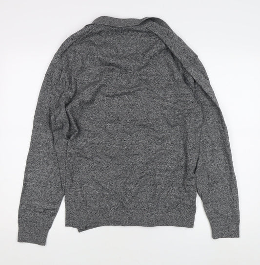 Next Men's Grey XL Collared Henley Jumper
