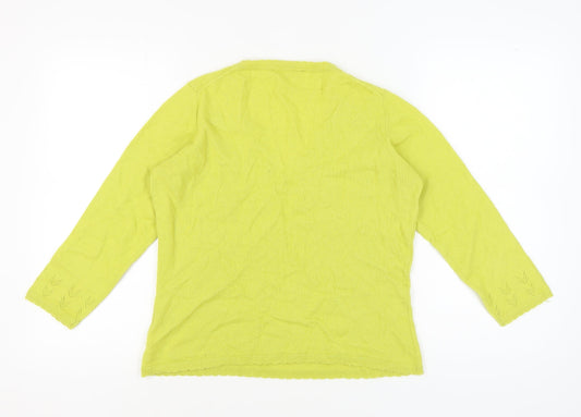 East Women's Green V-Neck Pullover Jumper M