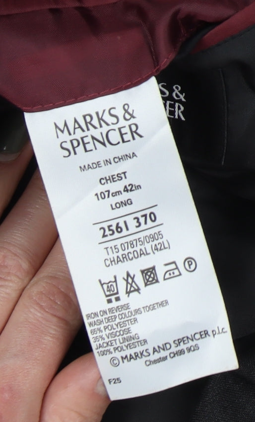 Marks and Spencer Men's Charcoal Long Blazer 42L