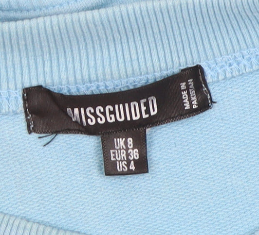 Missguided Women's Blue Sweatshirt Size 8 Logo