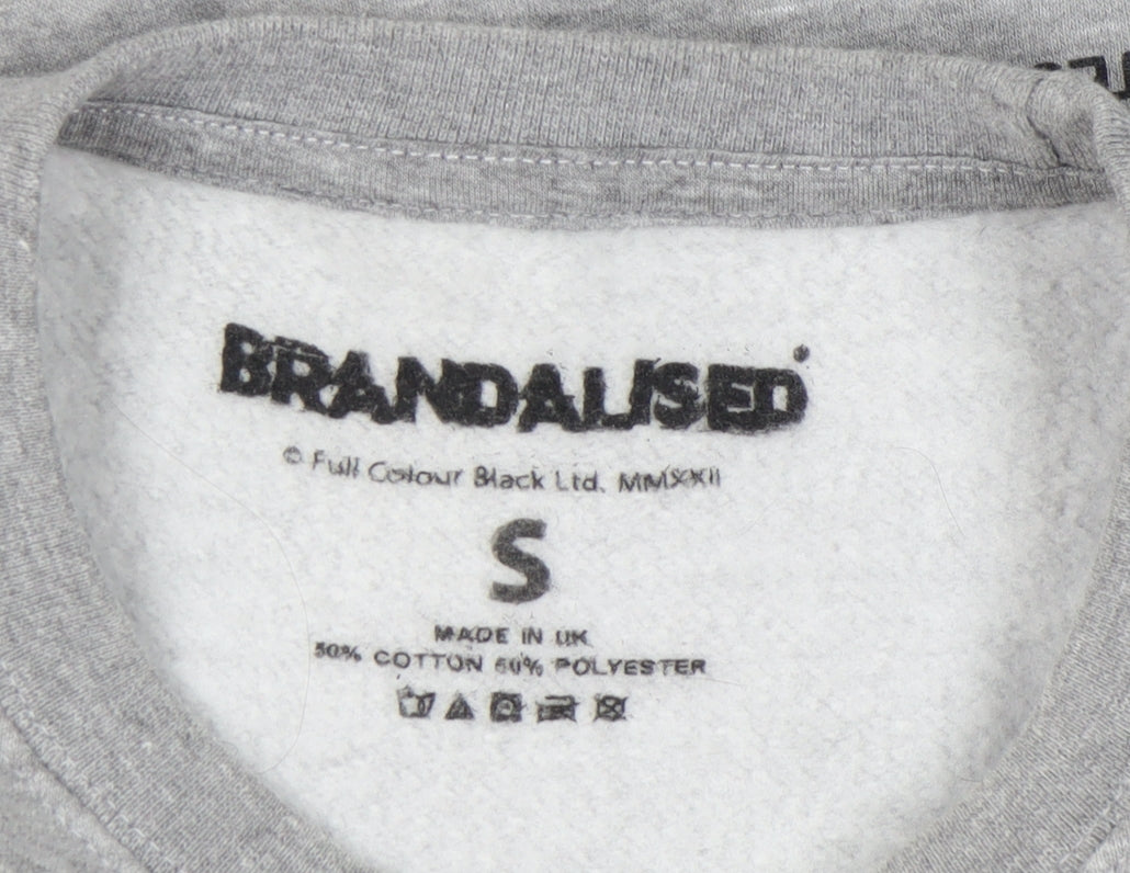 Brandalised Unisex Grey Graphic Pullover Sweatshirt S