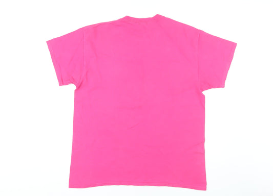 Boohoo Women's Pink Crew Neck T-Shirt Size 16