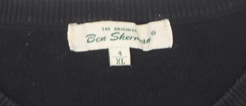 Ben Sherman Men's Black Black Colourblock Knit Jumper Size XL