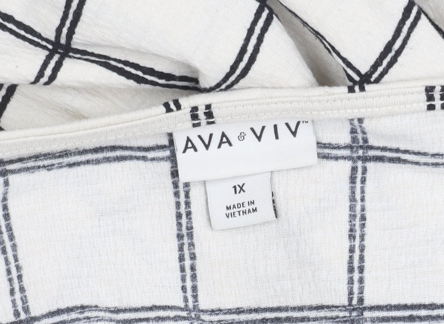 AVA & VIV Women's XL Black & White Check Dress