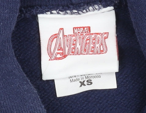 Mens UK Size XS Marvel Blue Pullover Hoodie