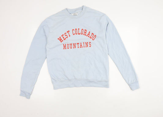 Additional front view of Bershka unisex blue pullover sweatshirt l
