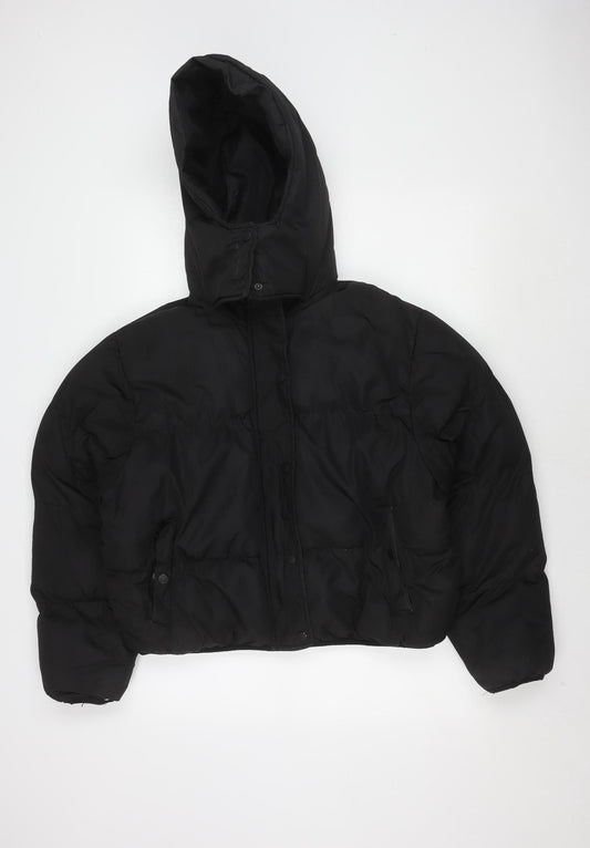 Brave Soul Women's Black Puffer Jacket M Winter Hooded