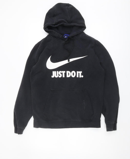 Additional front view of Nike unisex black pullover hoodie s - just do it logo