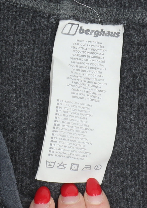 Brand and care label for Berghaus unisex grey fleece pullover sweatshirt s