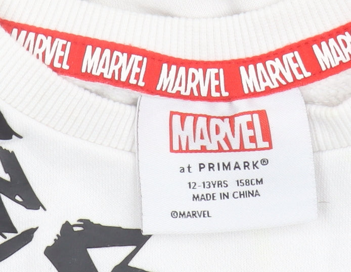 Primark Boys Spiderman White Sweatshirt 12-13 Years Pullover