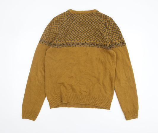 TOG24 Men's Brown Geometric Crew Neck Jumper S