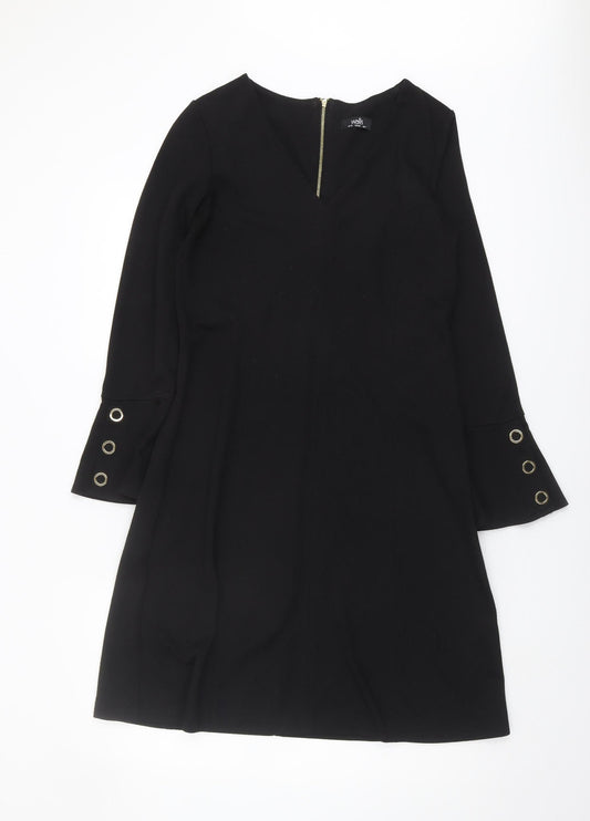 Additional front view of Wallis Women's Black Long Sleeve Dress, size 10