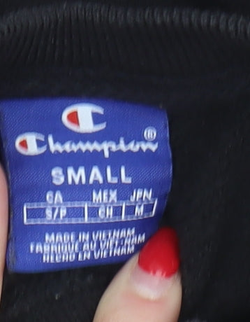 Champion Women's Black Sweatshirt, Size S, Logo Accents