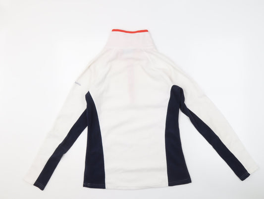 Columbia Women's White/Blue Fleece Hoodie - Size S, 1/4 Zip