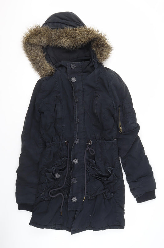 Womens UK Size 10 Soulcal & Co Black Parka Coat