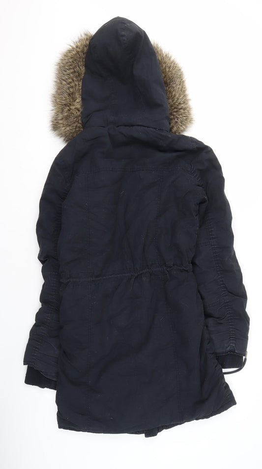 Womens UK Size 10 Soulcal & Co Black Parka Coat