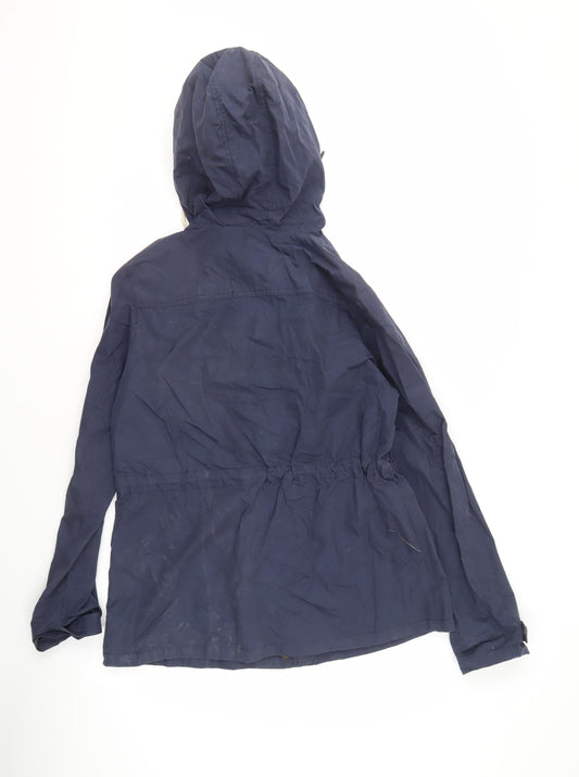 Fat Face Women's Blue Hooded Trench Coat Jacket Size 12