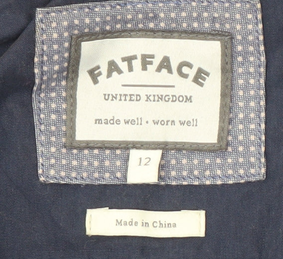 Fat Face Women's Blue Hooded Trench Coat Jacket Size 12