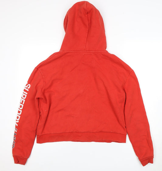 Superdry Women's Red Pullover Hoodie Size S, Logo, Fleece