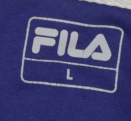 FILA Women's Blue Full Zip Hoodie - L, Logo, Casual