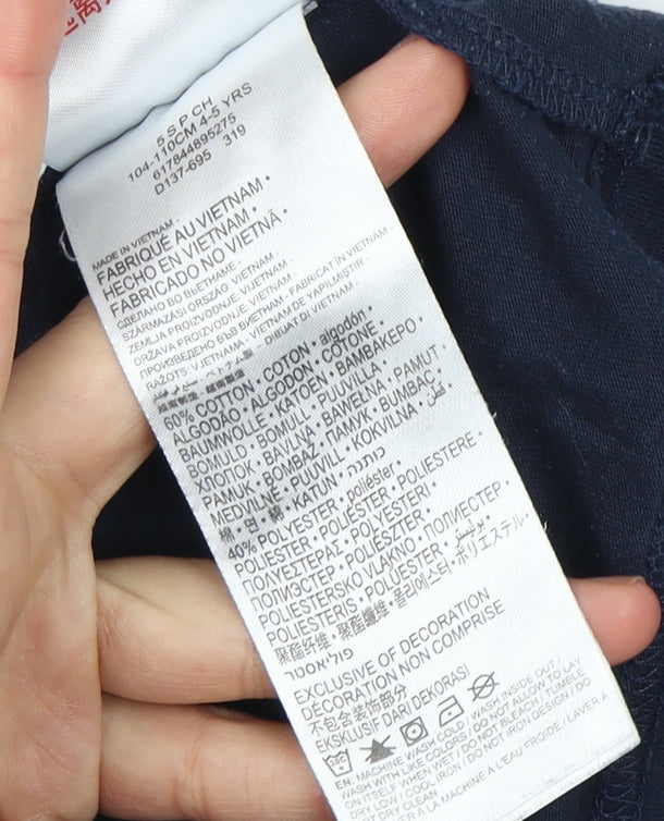 Nike Boys Blue T-Shirt 4-5 Years Athletic Logo Crew Neck