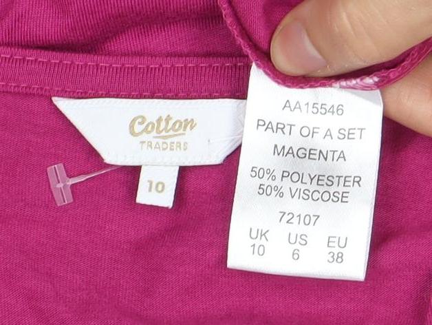 Cotton Traders Women's Pink 3/4 Sleeve V-Neck Open Front Top