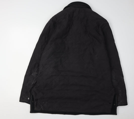 Barbour Mens Black Quilted Coat, Size 12,