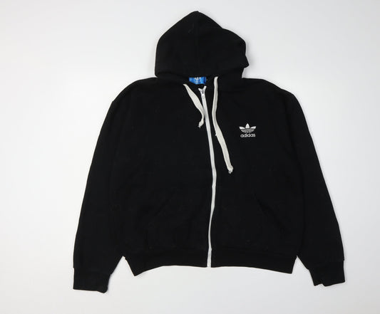 Additional front view of Adidas unisex black full zip hoodie, size L