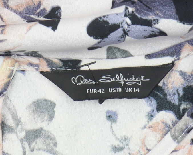 Womens UK Size 14 Miss Selfridge Multicoloured Basic Blouse
